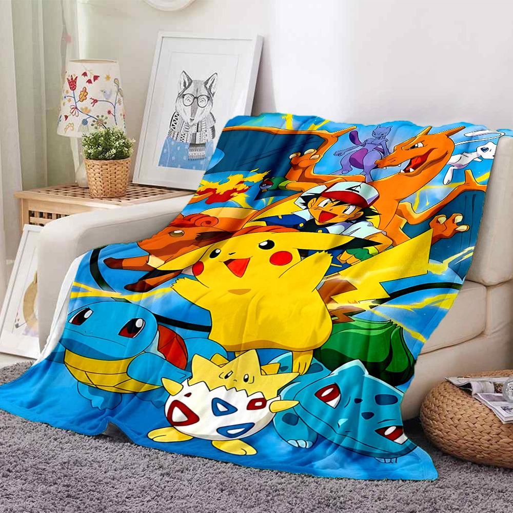 1pc Pokemon, Pikachu Flannel Blanket [Cozy Throw Blanket] For Sofa, Bed, Travel, Camping, Livingroom, Office, Couch, Chair, And Bed
