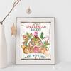 Kitchen Christmas Wall Art Print Hot Chocolate, Candyland Express, Gingerbread Bakery Sign Poster Vintage Canvas Painting Decor