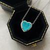 S925 Silver Heart Paraiba Necklace - Women's Layered Clavicle Chain Pendant