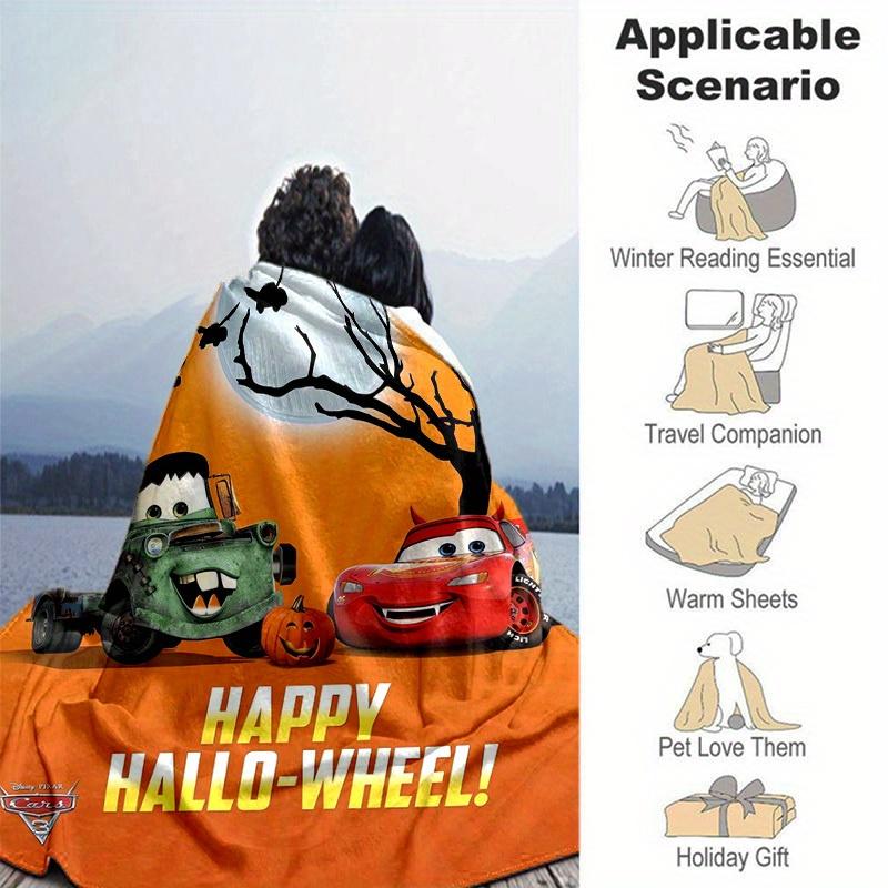 1pc,Disney Pixar Cars Happy HalloWheel! Halloween Towel Coverlet Blanket Perfect for Home Decor, Couch Throw, Outdoors, Travel