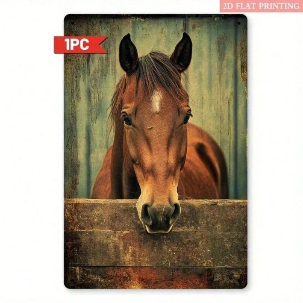 Vintage Horse Metal Poster, Wall Decor for Barn & Home