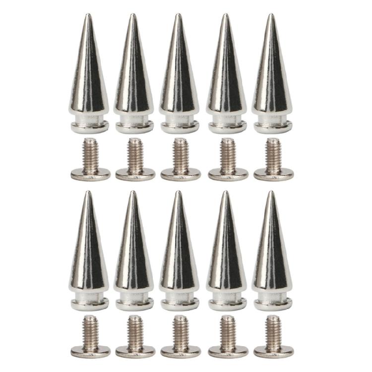 Clous à pointes Rivets Métal Argenté Rivets Décoratifs Punk, 10 Pièces Rivets Pointus à Visser Boucles Bouton Gothique pour Artisanat DIY