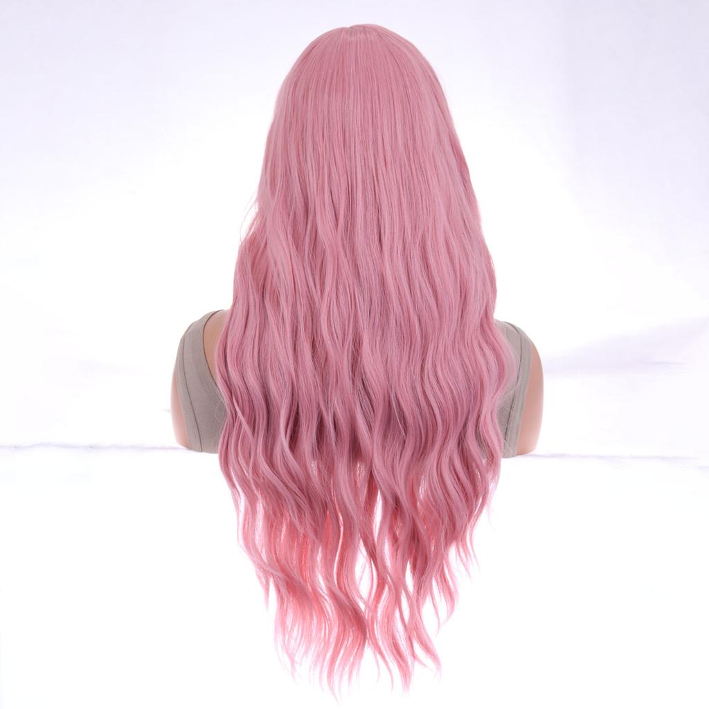26 Inch Long Curly Full Wigs Heat Resistant Bangs Full Wigs for Photography Stage Movie Hair