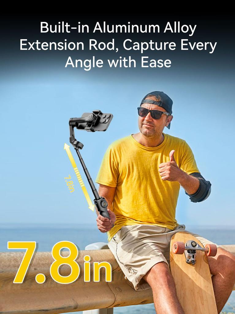 AOCHUAN Smart X2 Gimbal Stabilizer for iPhone Gimbal with Extension Portable Gimbal Stabilizer with OLED Display for Perfect for and Vlogging Black