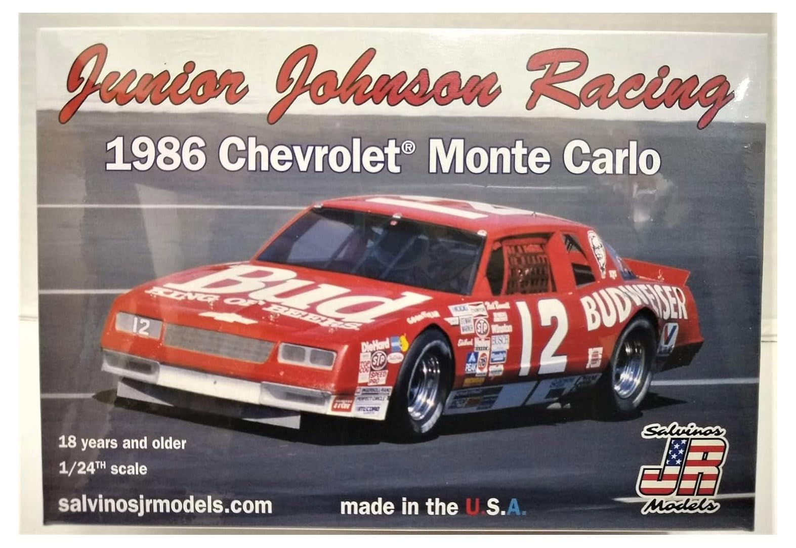 

Salvinos Model Scale NASCAR 1986 Chevrolet Monte Neil Junior Johnson Racing Plastic Model Kit J.R. 1/24 Carlo, Bonnett, (SJMJJMC1986NB)