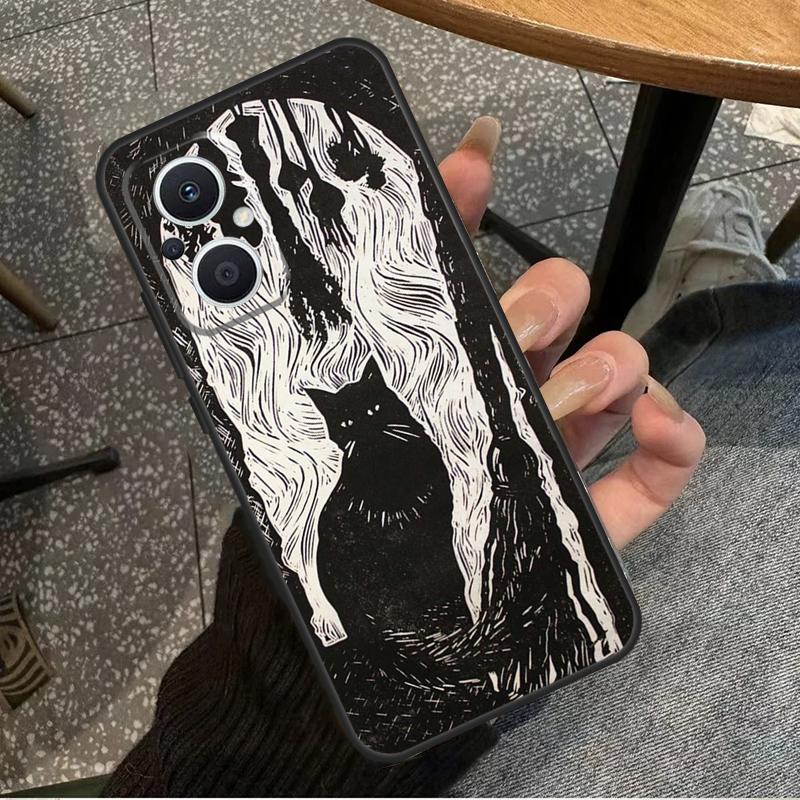Witch Black Cat For OPPO Reno 10 11 12 13 14 Pro 7 8 Lite 8T 11F 12F 13F 14F OPPO Find X8 X9 X5 X6 Pro Case