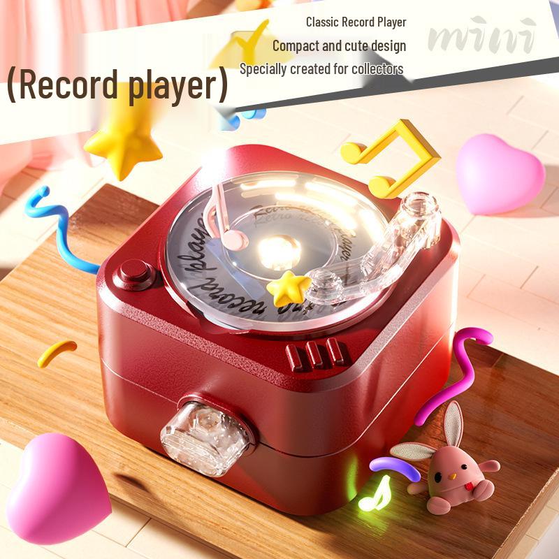 Portachiavi Ciondolo Giradischi Rotante Luminoso Stile Douyin Carillon Giocattolo Regalo