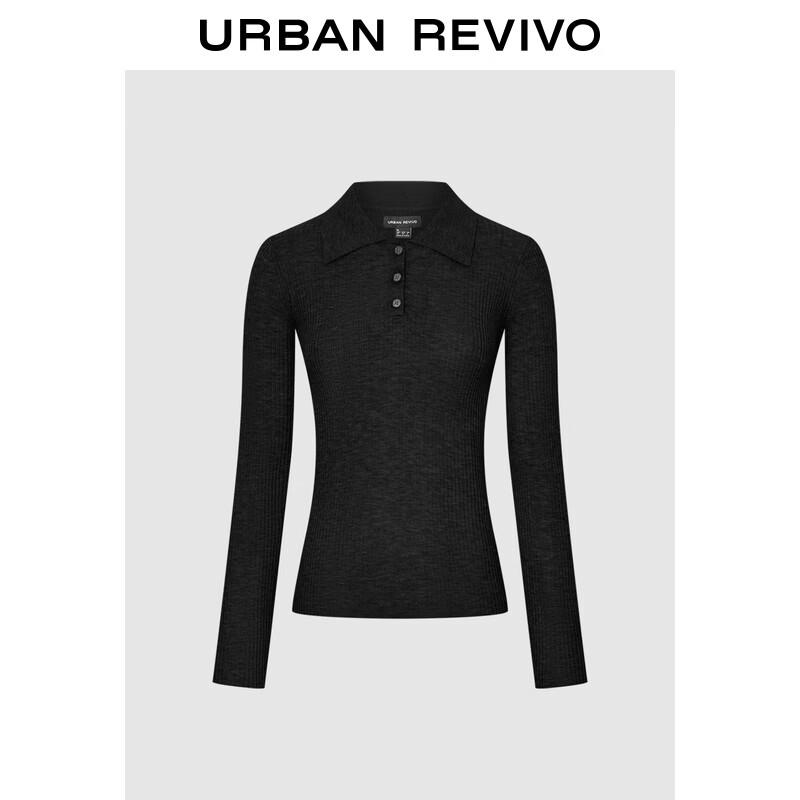 

UR2025 Women s Ribbed Knit Half-Placket Top M