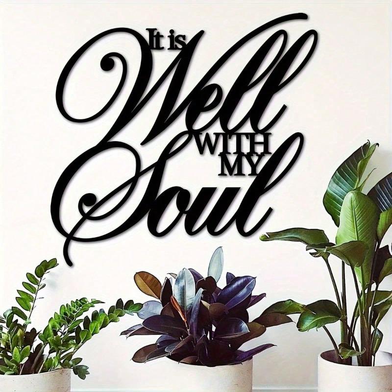 My Soul Finds Rest Metal Wall Decor Black Scripture Plaque Easy Hang Housewarming Gift