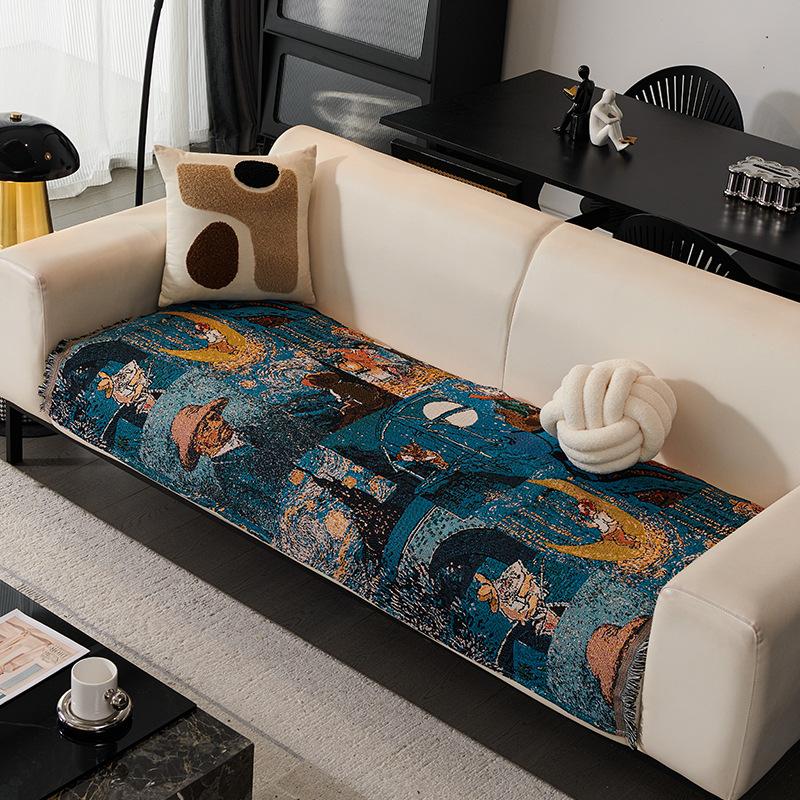 Cute Sofa Towel, Cartoon Panda Cover, Double-Sided Available Sofa Cushion, Universal For All Seasons, Dirt-Resistant And Non-Slip Sofa Cover