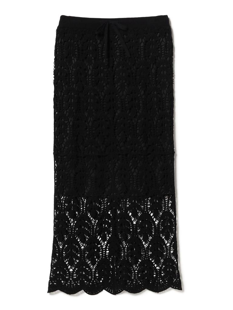 B:MING LIFE STORE by BEAMS Crochet-Style Lace Skirt (S-M) Women's Black M