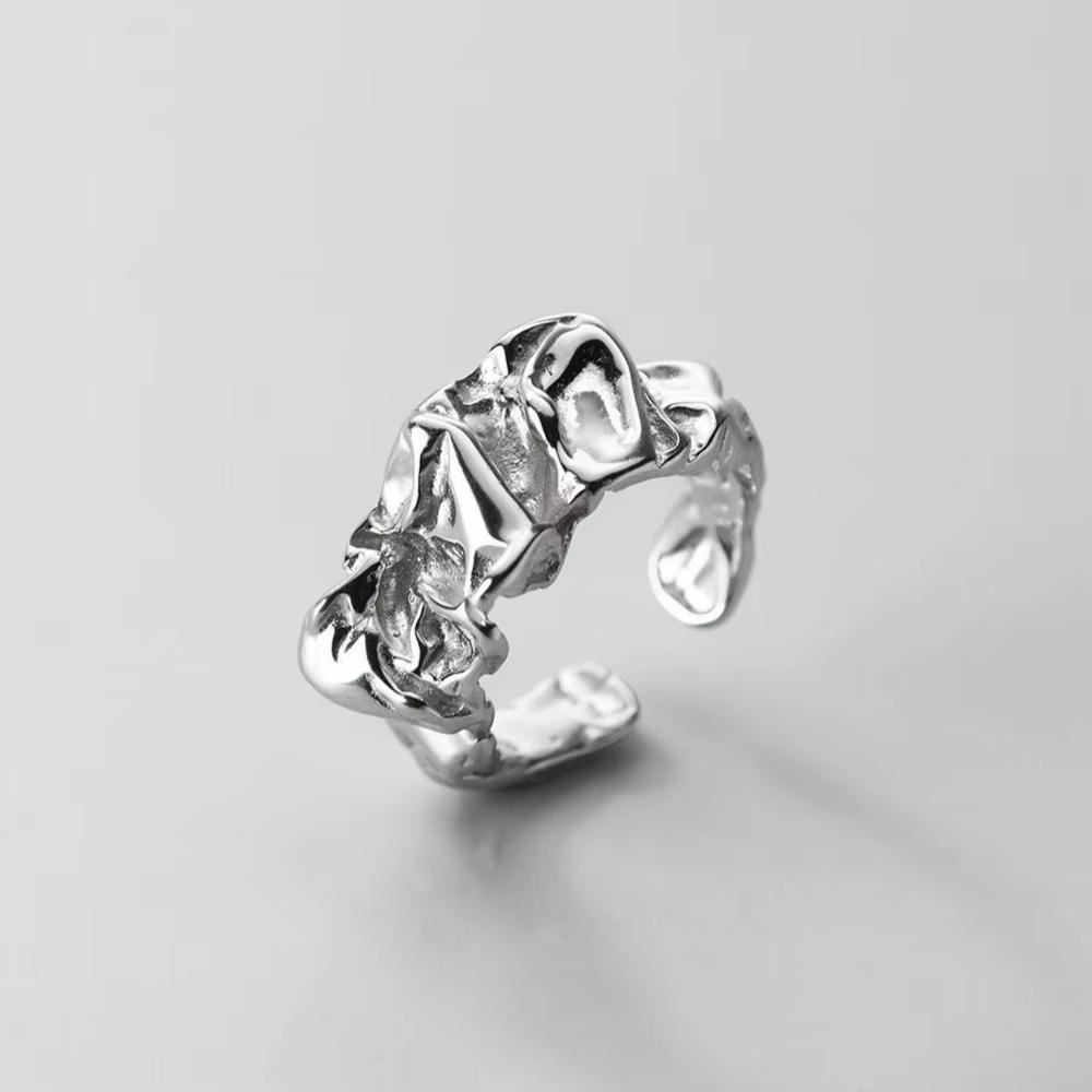 925 Silber Verdrehte Croissant Ringe für Damen Herren Minimalistisch Klobig Geometrische Textur Vintage Schmuck Geschenk
