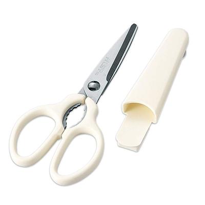 Shimomura Kogyo Ajiwai Shokubo Mini Kitchen Scissors with Easy To Serrated Holder, Wash, Disassemble, Clean, Blade, AMH-405