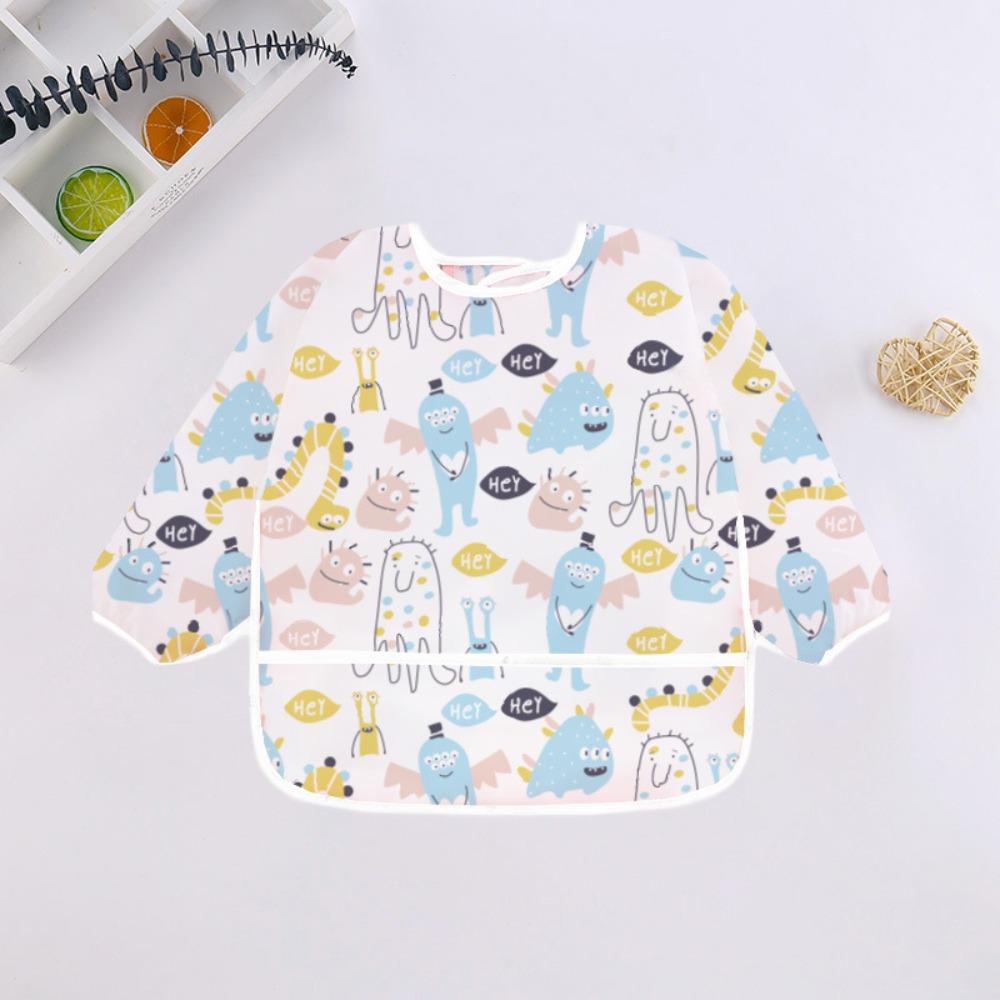 Justerbara Babyhaklappar Vattentät Långärmad Matningssmock Hållbar Helärmsförkläde