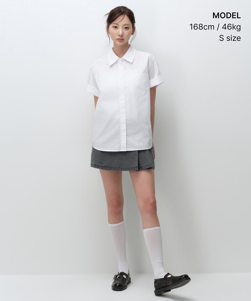 MUSINSA STANDARD WOMAN Women'S Relaxed Soft Poplin Short Sleeve Shirt [White]