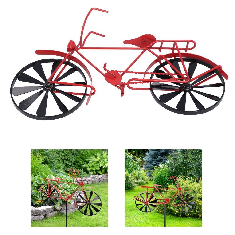 3pcs Red Wind Spinner Decoration Iron Garden Stake Decoration Bicycle Wind Spinner Outdoor Garden