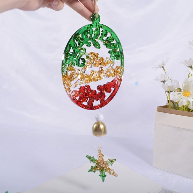 Diy Christmas Elk Snowflake Crystal Epoxy Mold Pendant Wall Hanging Curtain Wind Chime Mirror Surface Silicone Mold