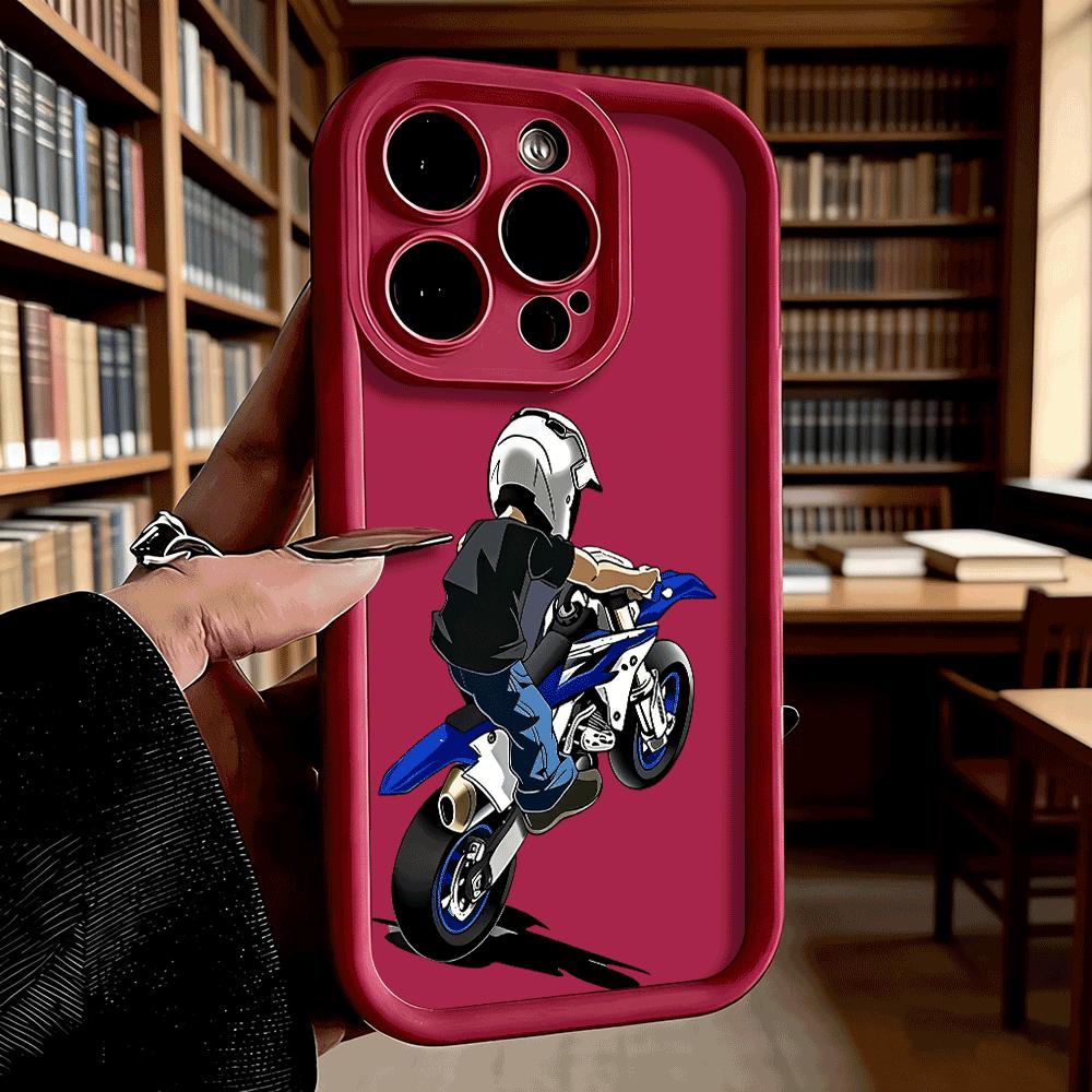 Rider on Blue Dirt Bike Shockproof Soft Phone Case For Xiaomi Redmi Note 15 14 13 12 11 10 9 8 Pro Anti-Slip Anti-Fall Cover