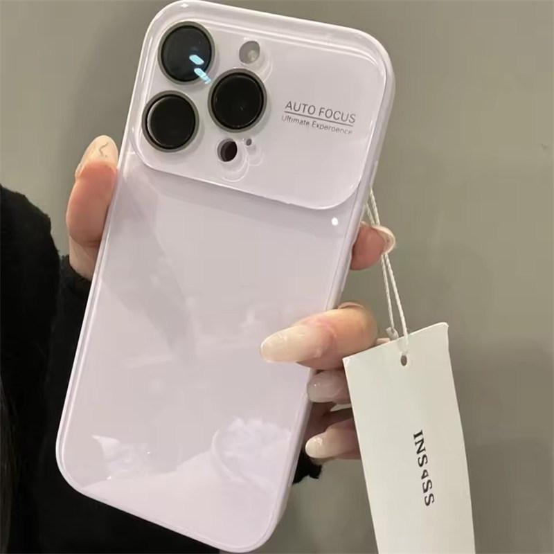 

Роскошный Желейный Макарон Большой Защитный Чехол для Камеры для iPhone 17 16 15 14 13 12 Pro Max Plus Жесткий Акриловый Конфетный Глянцевый Чехол iPhone 12 Pro фиолетовый