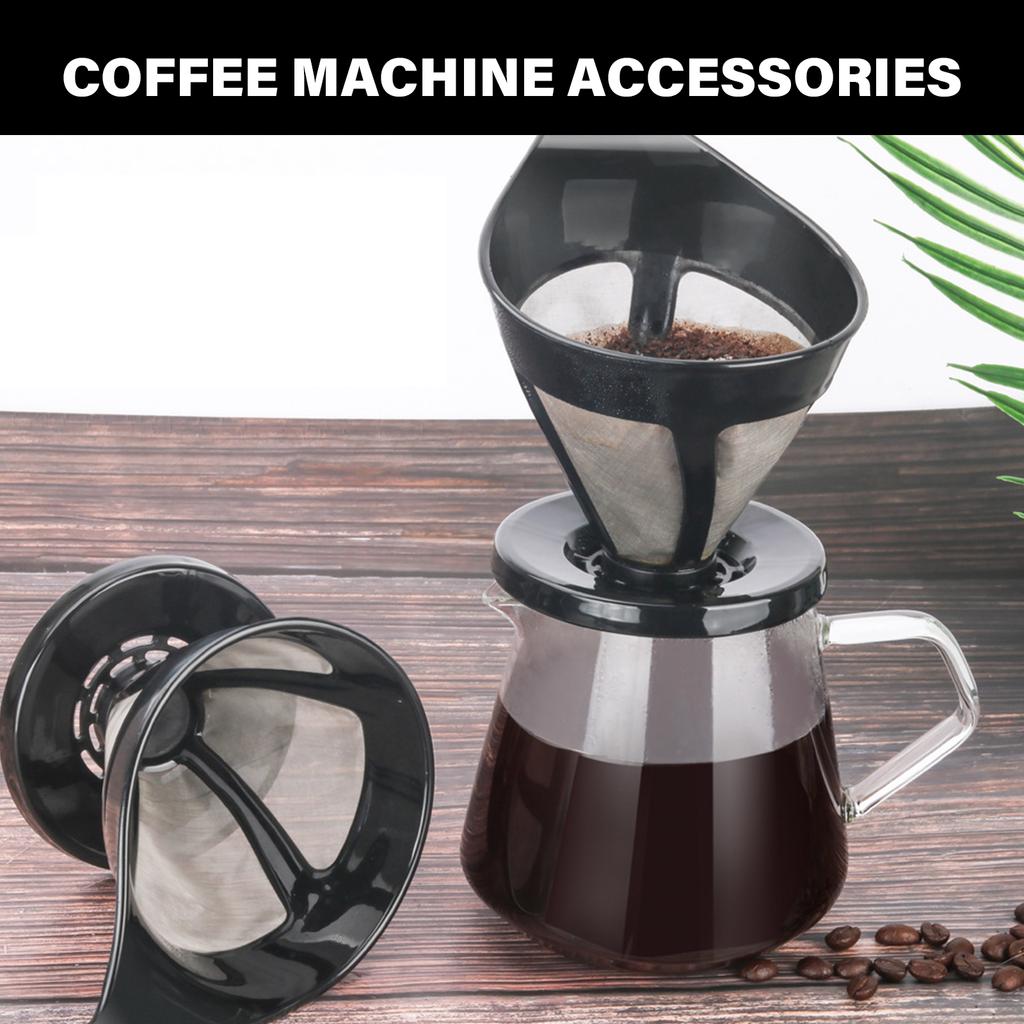 Stainless Steel Coffee Filter Set with HLB18 Measuring Spoon Meshs Filter Funnel Coffee Funnel Suitable for Coffee