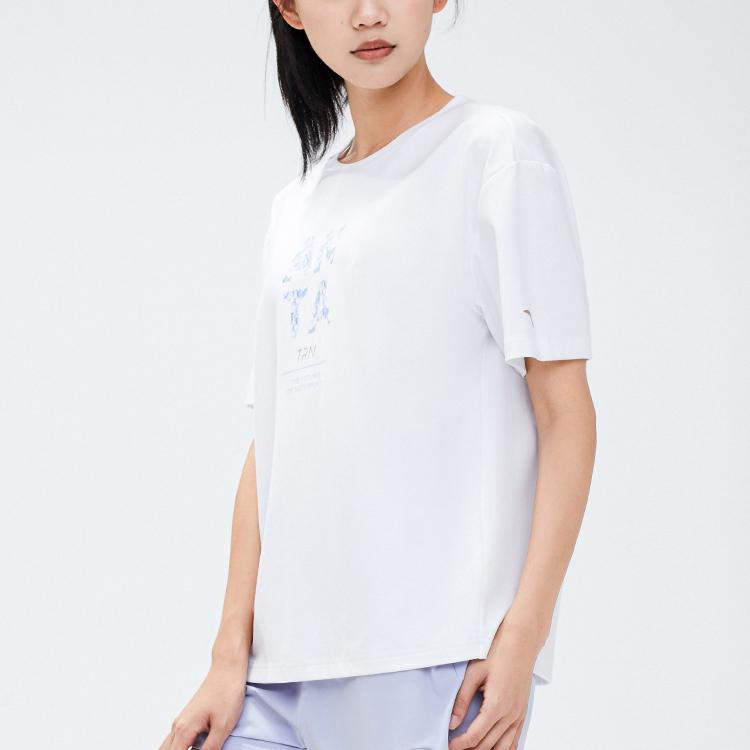 Anta Training Series Logo Letter Round Neck Loose Short Sleeve T-Shirt Women T-Shirt Pure-White 162337139-3