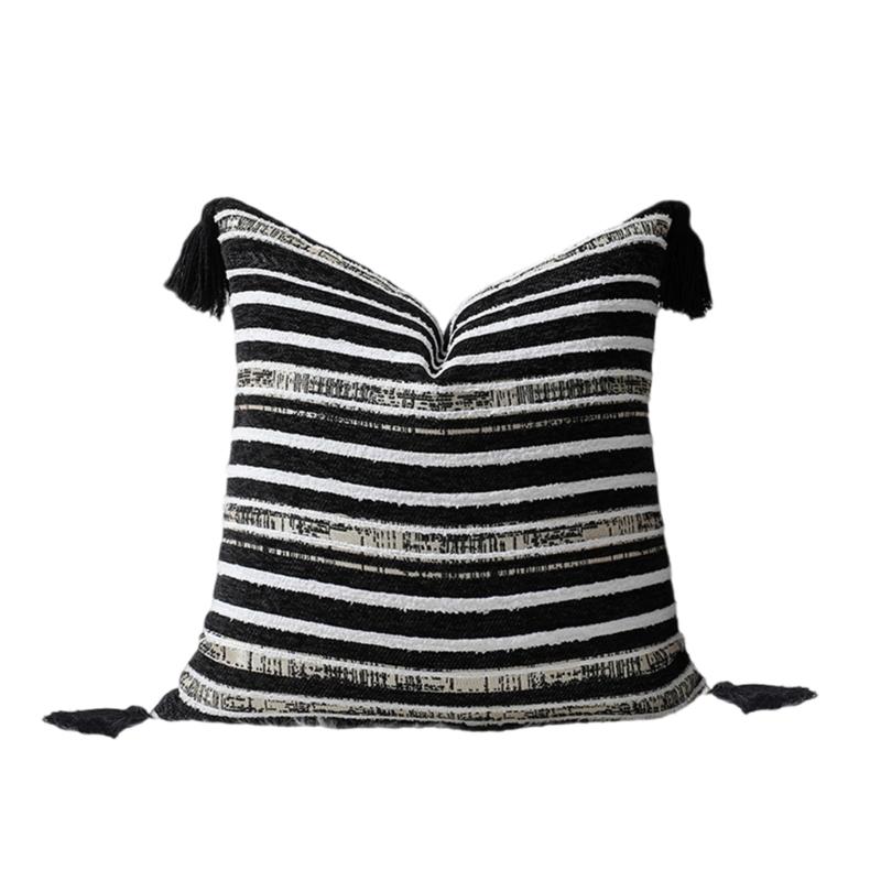 Chenille Jacquard Streifen Geometrisch Quasten Kissenbezug Weiche Dekorative Kissenbezüge für Sofa Schlafzimmer und Wohnzimmer