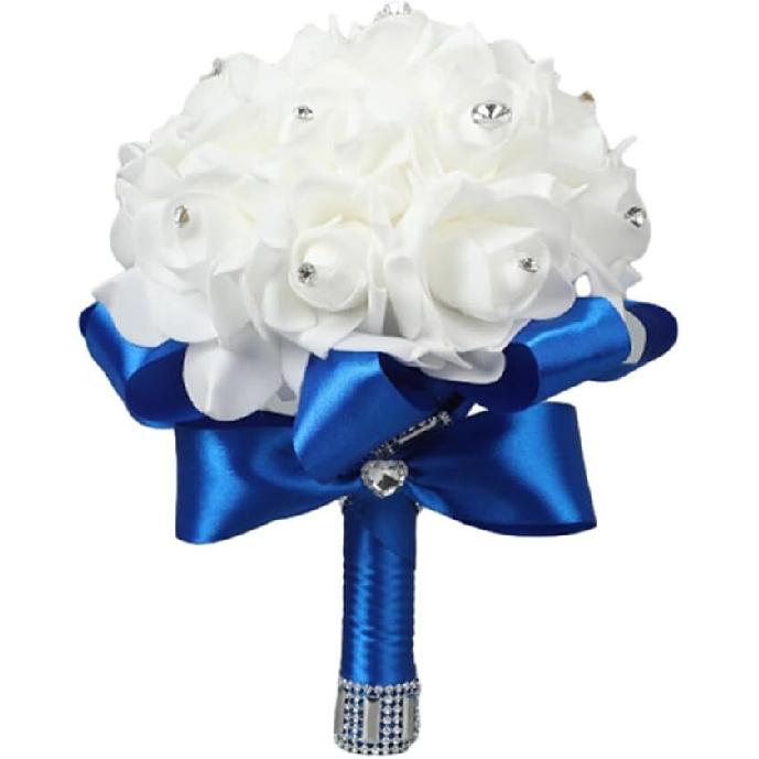 Hand Flower Toss Rose Wedding Pe Foam Simulation Bouquet Sparkling Rhinestone Jewelry Hand Flower Toss Bouquet Diamond