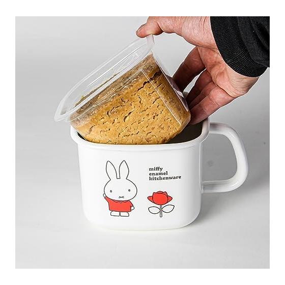 (GoodPlus+) Emile Miffy Enamel Square Stock Pot 1.5L Strong against acids and alkalis, no odor transfer Dick Bruna Comes with a sealed lid for