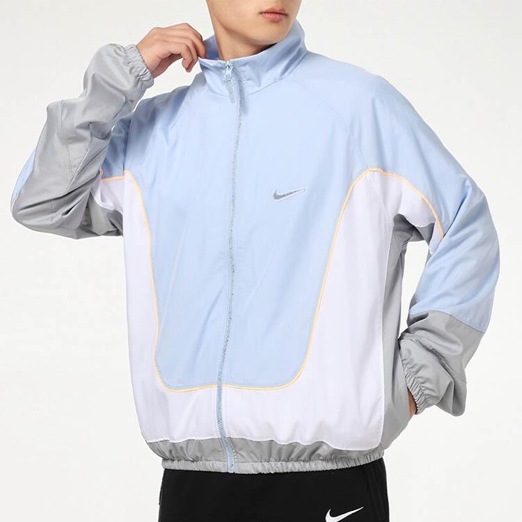 Nike Throwback Woven Basketball Jacket With Stand Collar Men Jackets Hydrogen-Blue CV1932-407