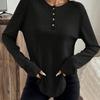 Spring and Autumn Long Sleeved T-shirt, Fashionable Solid Color Women's Long Sleeved V-neck Shirt