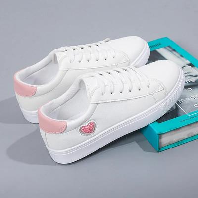 Fashion Pink Heart Shoes Flat Running Shoes for Women Sport Light Casual Breathable Shoes Women Sneaker White Tennis Ladies Footwear