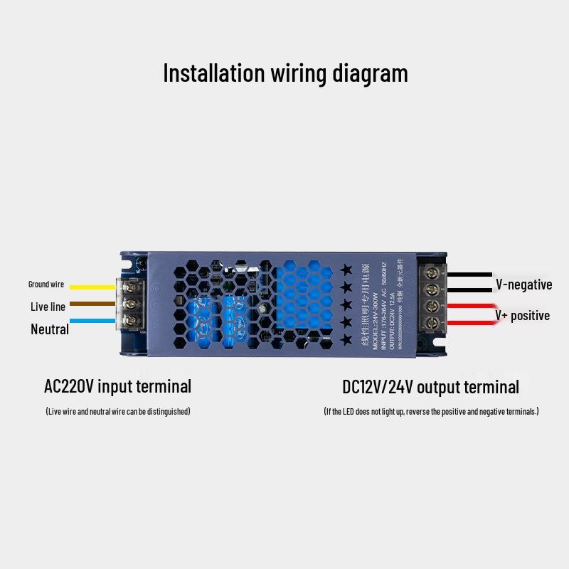 Schwarzes King Kong LED Netzteil Transformator 220V auf 12V/24V/48V, 60W-400W