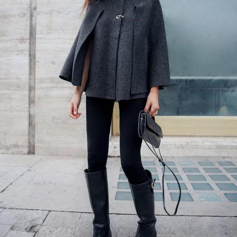 Fall and Winter New Women's Clothing European and American Leisure Cloak Design round Neck Long Sleeves Knitting Coat Outwear 2756115