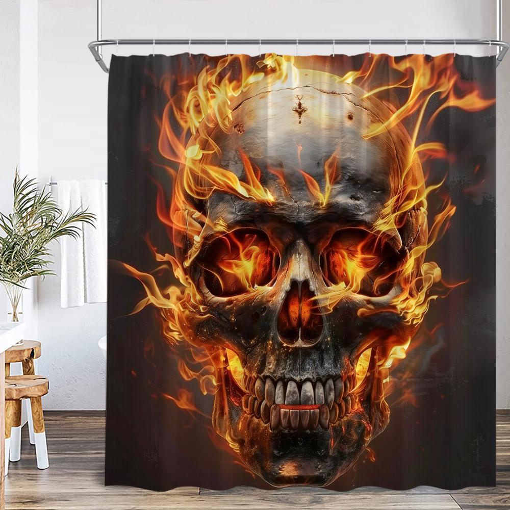 Schädel Halloween Duschvorhang Frohes Halloween Lustiges Skelett Rose Floral Badezimmer Dekor Polyesterstoff Duschvorhang Mit Haken
