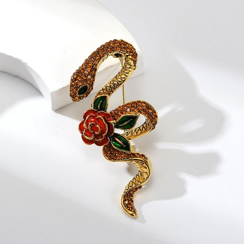Vintage Rose Snake Brooches Artistic Snake Brooch Charm For Women And Men A Perfect Addition To Any Ensembles
