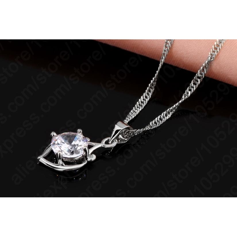 Elegant Genuine 925 Sterling Silver Jewelry Set For Women Girls Dancing Party Cubic Zircon Pendant Necklace/Earring Sets