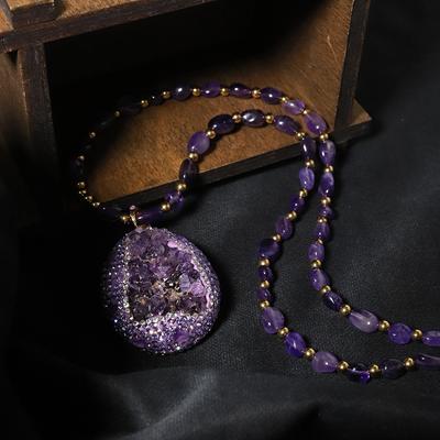Natural Amethyst Necklace, Stylish Minimalist High-End Accessory, Unique Trendy Bracelet.