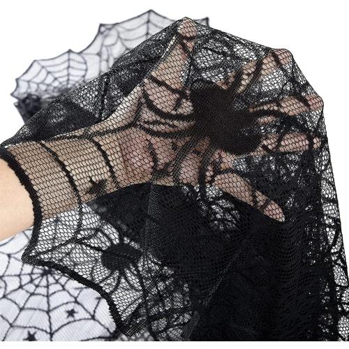 Forhomelife Halloween Tablecloth, Rectangular, 135x183cm, Lace Spider Web, Stage Decoration, Crafts, Halloween Party Supplies, Home Decor, Halloween A