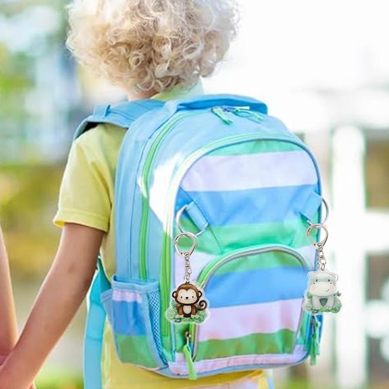 5pcs Cute Jungle Animal Style Keychains, Different Animal Pattern Acrylic Pendant, Party Decor, Party Gift Keyring