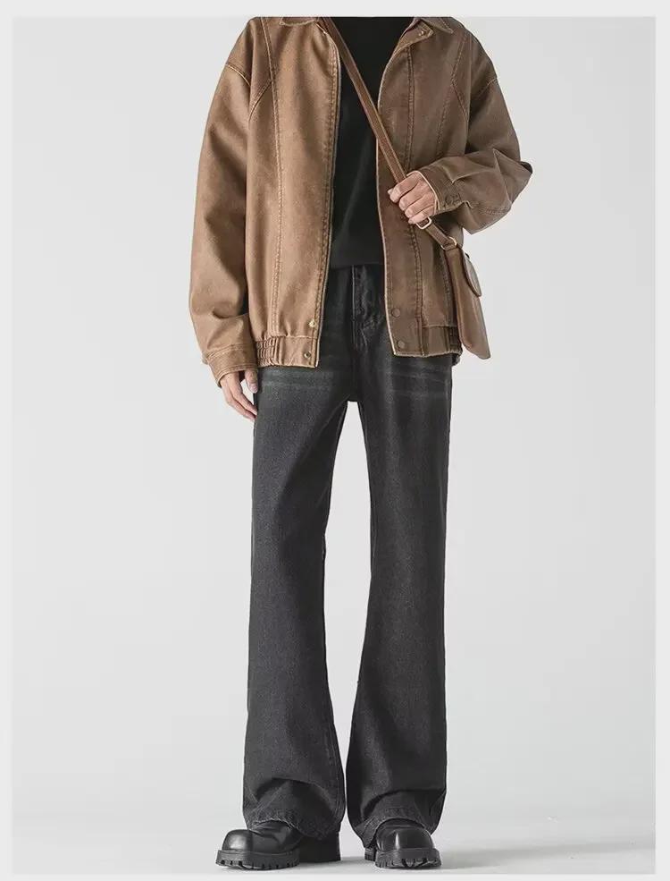 Unisex Retro Washed Flared Jeans: Distressed, Loose, High Street Fashion, Weite Hose in Bodenlänge