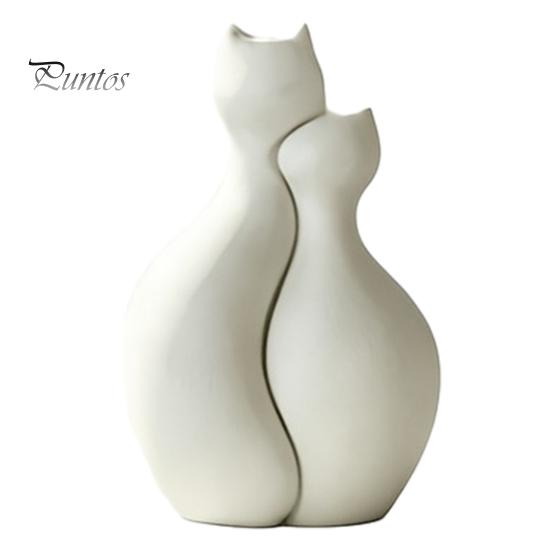 Kaffee-Ecke Dekoration 3D-gedruckte Katzenvase, Minimalistischer Nordischer Stil Blumenarrangement Umarmendes Ornament Dekoratives Paar-Vase Haus Büro Geschenk Licht