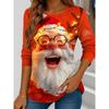 Women's Santa Claus Printed Christmas Theme Crew Neck Long Sleeve T-shirt Casual Comfortable Polyester Christmas Party Pullover