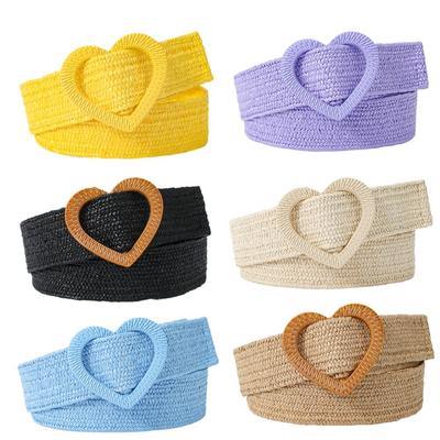 Love Heart Buckle Braided Belt 4cm Wide Waistband Sweet Waist Belt