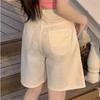 New Arrivals Open Run Women Ivory Classic Cotton Denim Shorts White Tone