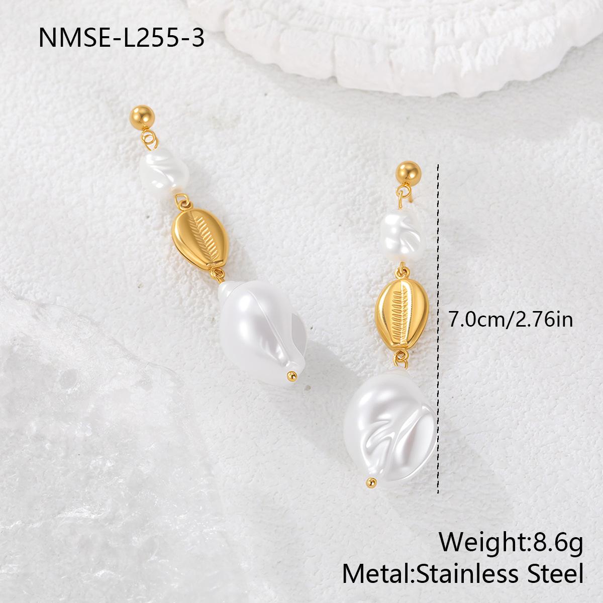 GEMCHIC Women s Geometric Shell Pearl Tassel Drop Earrings 18K Gold Plated Stainless Steel Fashion Jewelry