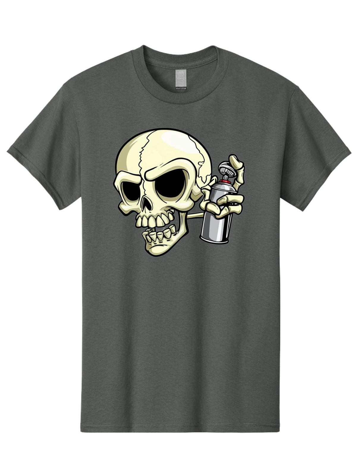 Skull-With-Spray-Can-5 Mens Graphic Tee, 100% Cotton, Casual Summer Wear S разноцветный