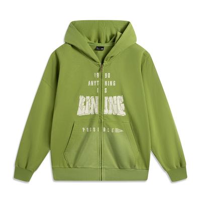 Li Ning Sports Lifestyle Series American Retro Minimalist Versatile Casual Solid Color Early Spring Hooded Pullover Sweatshirt AWDV389-4
