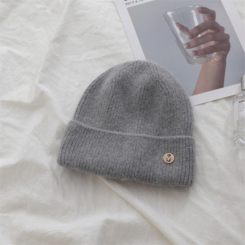 

Вязаная шапка Утепленная для осени и зимы Чтобы лицо выглядело лучше Маленькая Защищающая уши Универсальная шапка-пуловер для пары Шерстяная шапка One Size