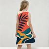 Girls Round Neck Sleeveless A Line Flared Hem Printed Gradient Dress
