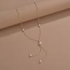 Personal Cold Wind, Pearl Fringed Long Necklace Adjustable Metal Collarbone Chain